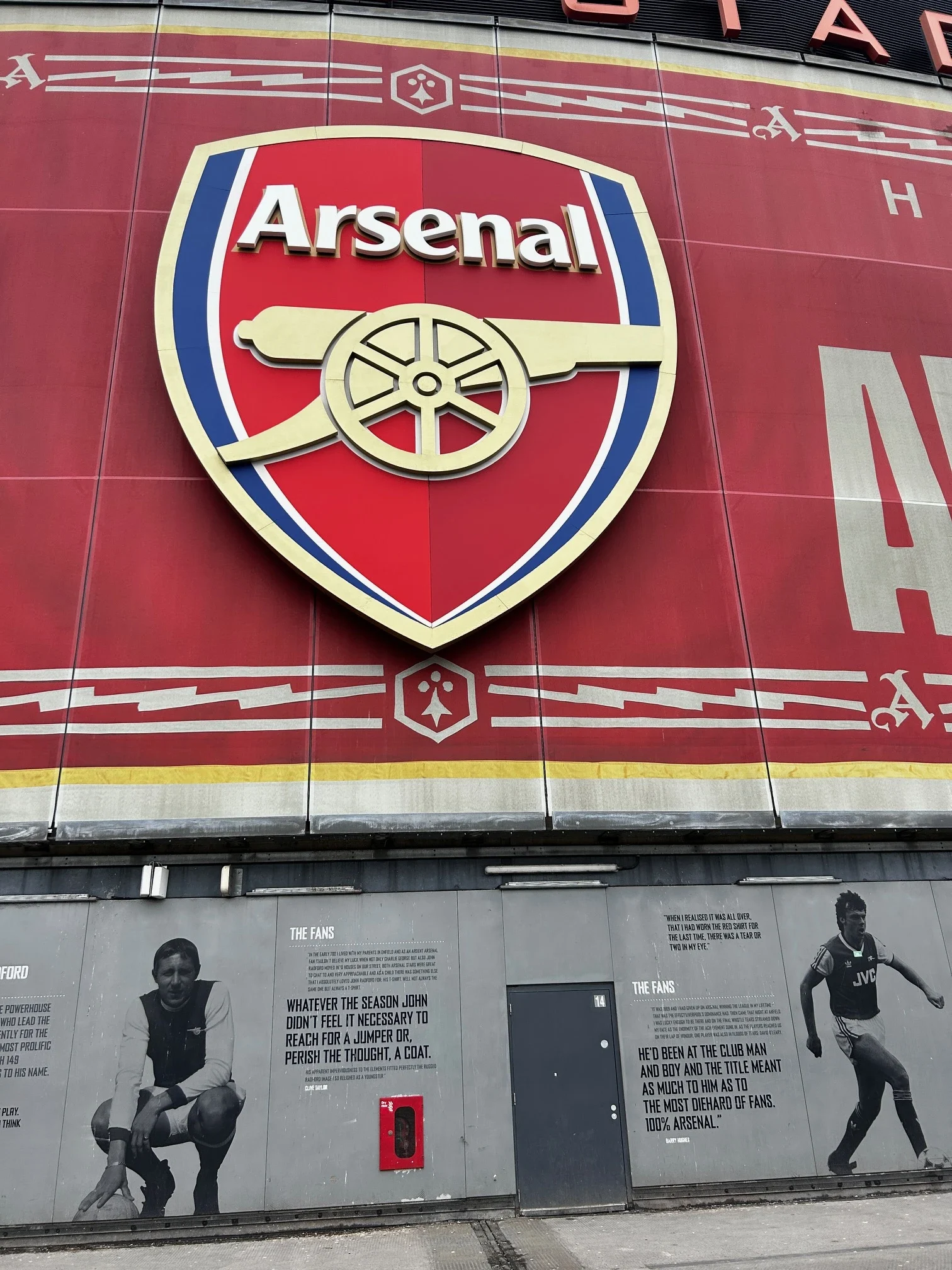 Emirates stadium with arsenal crest on it