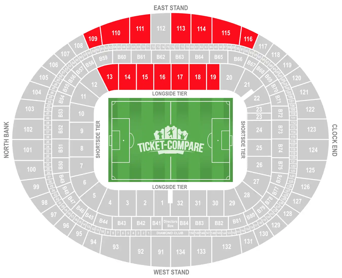 Emirates Stadium East Stand seating plan