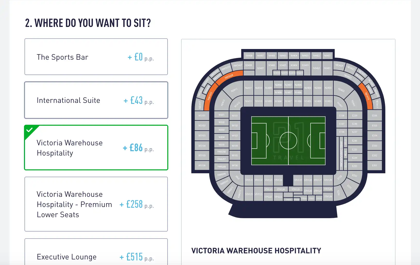 Choosing seats with P1 Travel