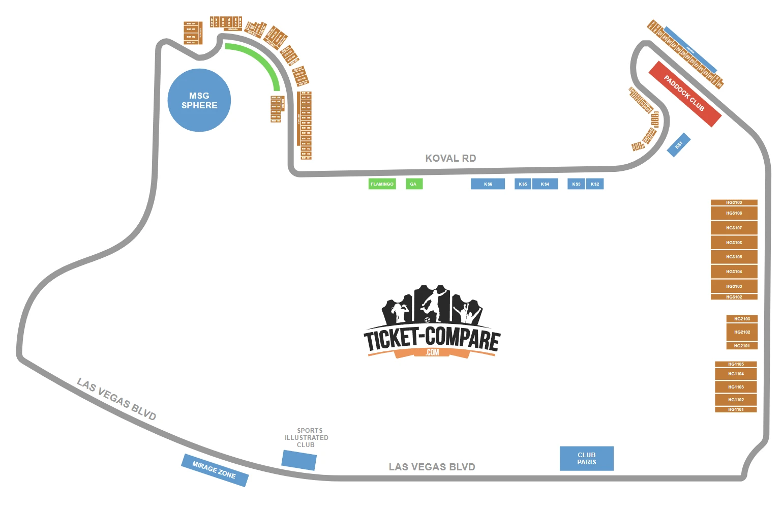 Las Vegas Strip Circuit Seating Plan