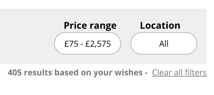 screenshot of tickets search results