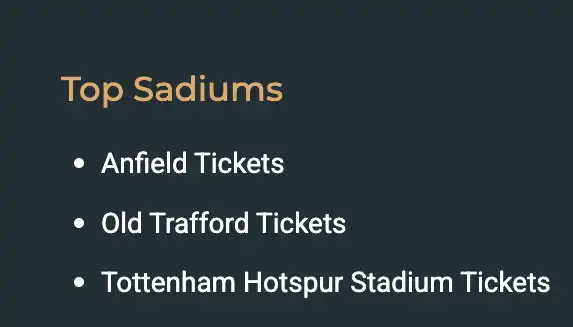 screenshot of Top Stadiums menu with mistakes