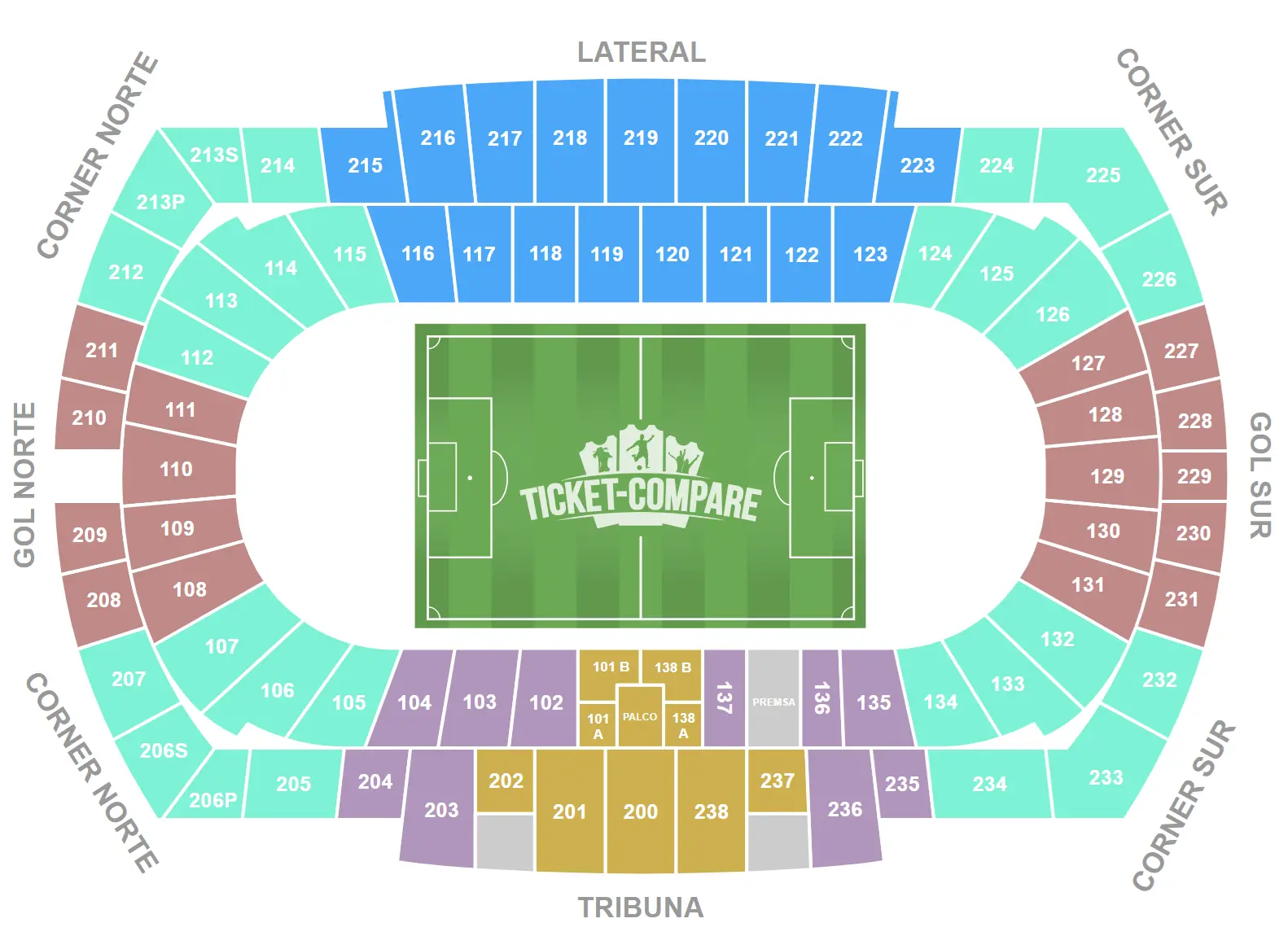 Estadi Olímpic Lluís Companys Seating Plan