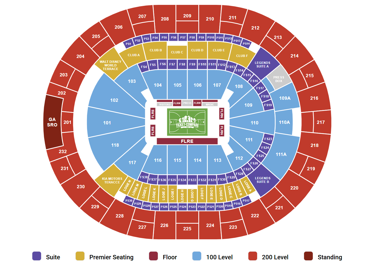 Kia Center - FL Seating Chart