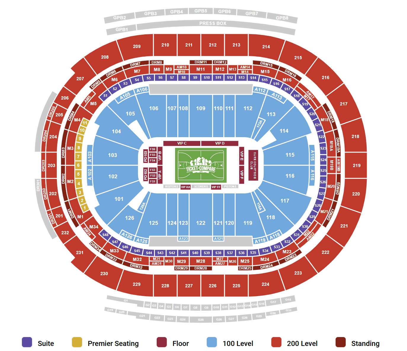 Little Caesars Arena - MI Seating Plan
