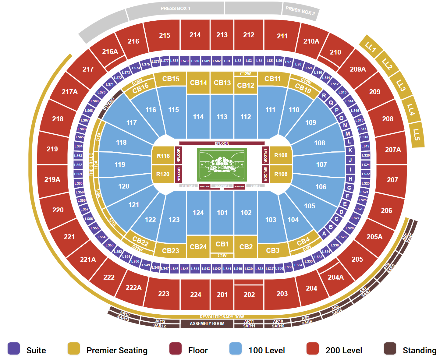 Xfinity Mobile Arena - PA Seating Chart