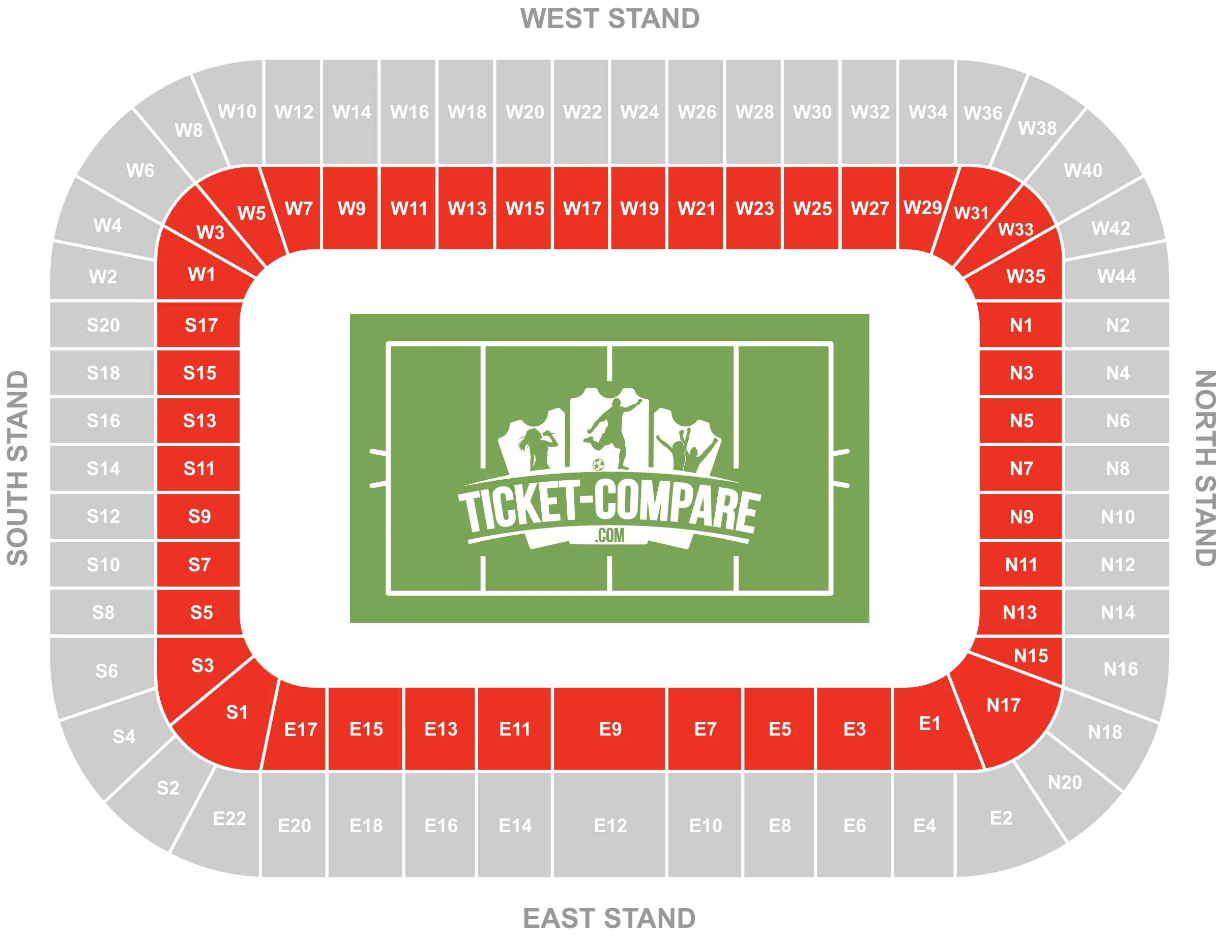 Screenshot of Murrayfield Stadium Seating Plan with the Lower Tier highlighted