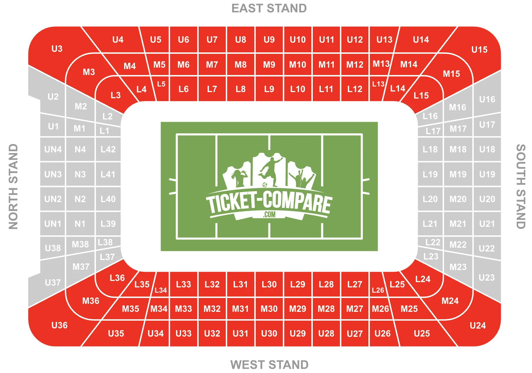 Screenshot of Principality Stadium Seating Plan with the Longsides highlighted