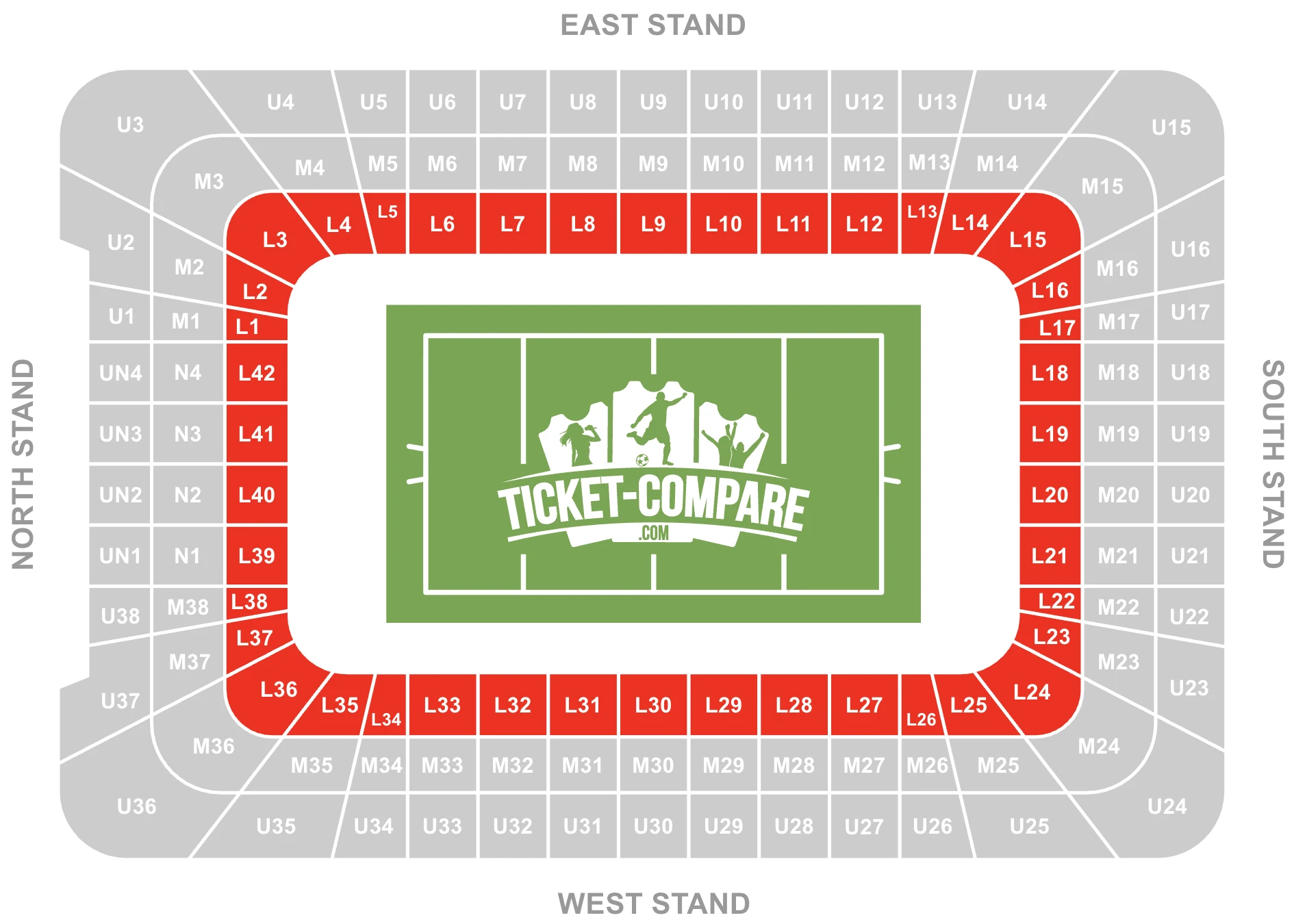 Screenshot of Principality Stadium Seating Plan with the Lower Tier highlighted