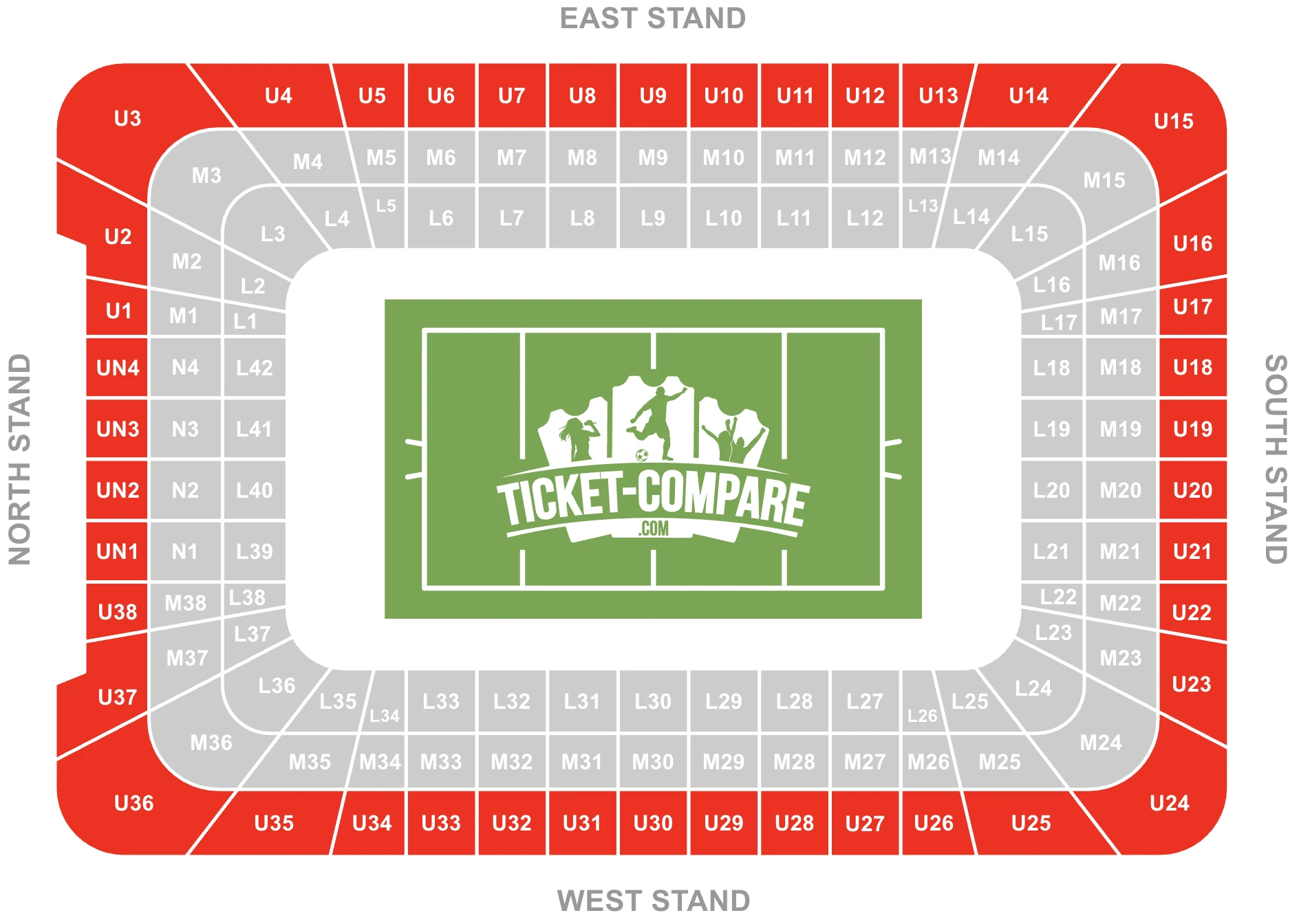 Screenshot of Principality Stadium Seating Plan with the Upper Tier highlighted