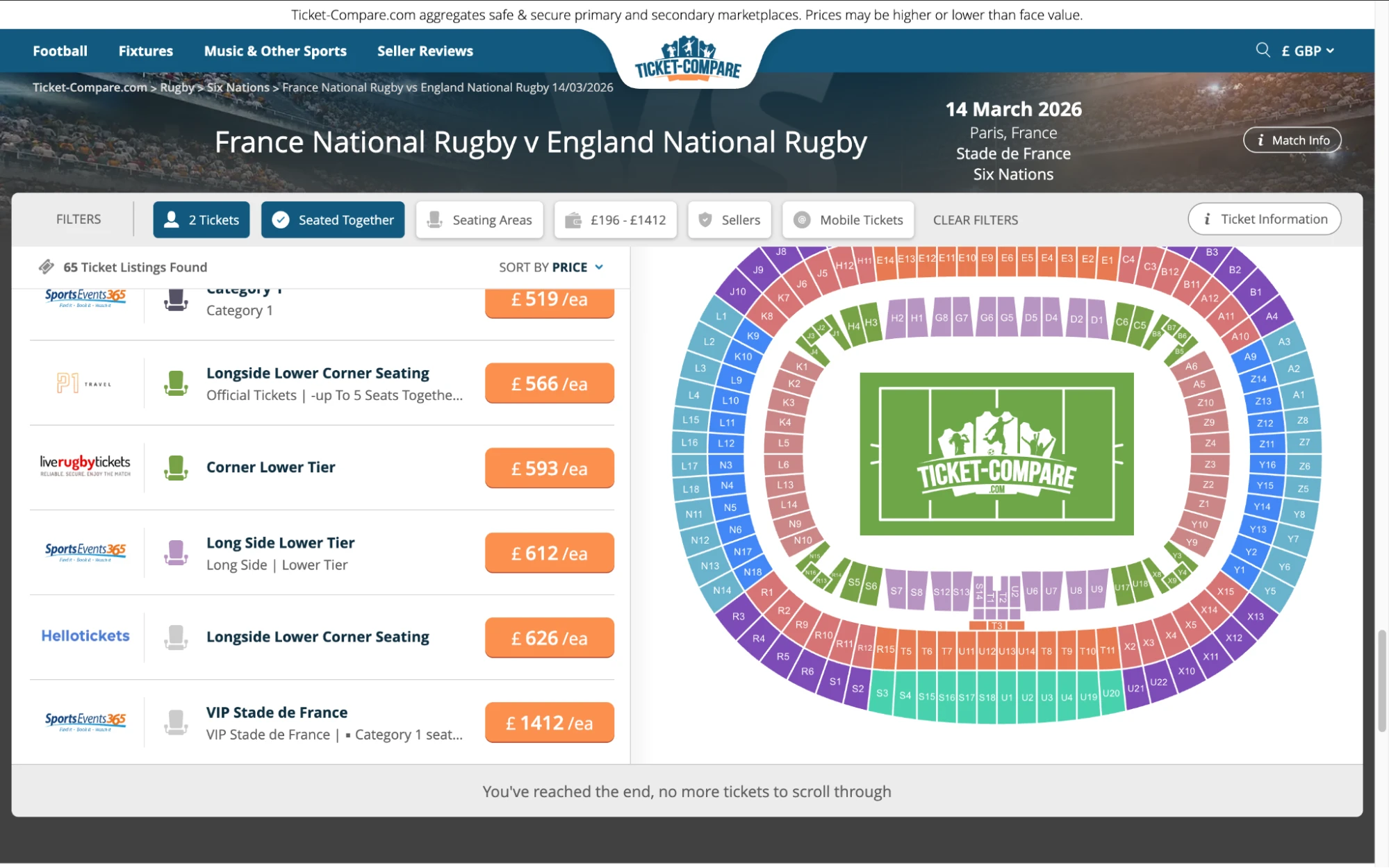Screenshot of France National Rugby v England National Rugby tickets page on www.bubbleblissbeauty.com