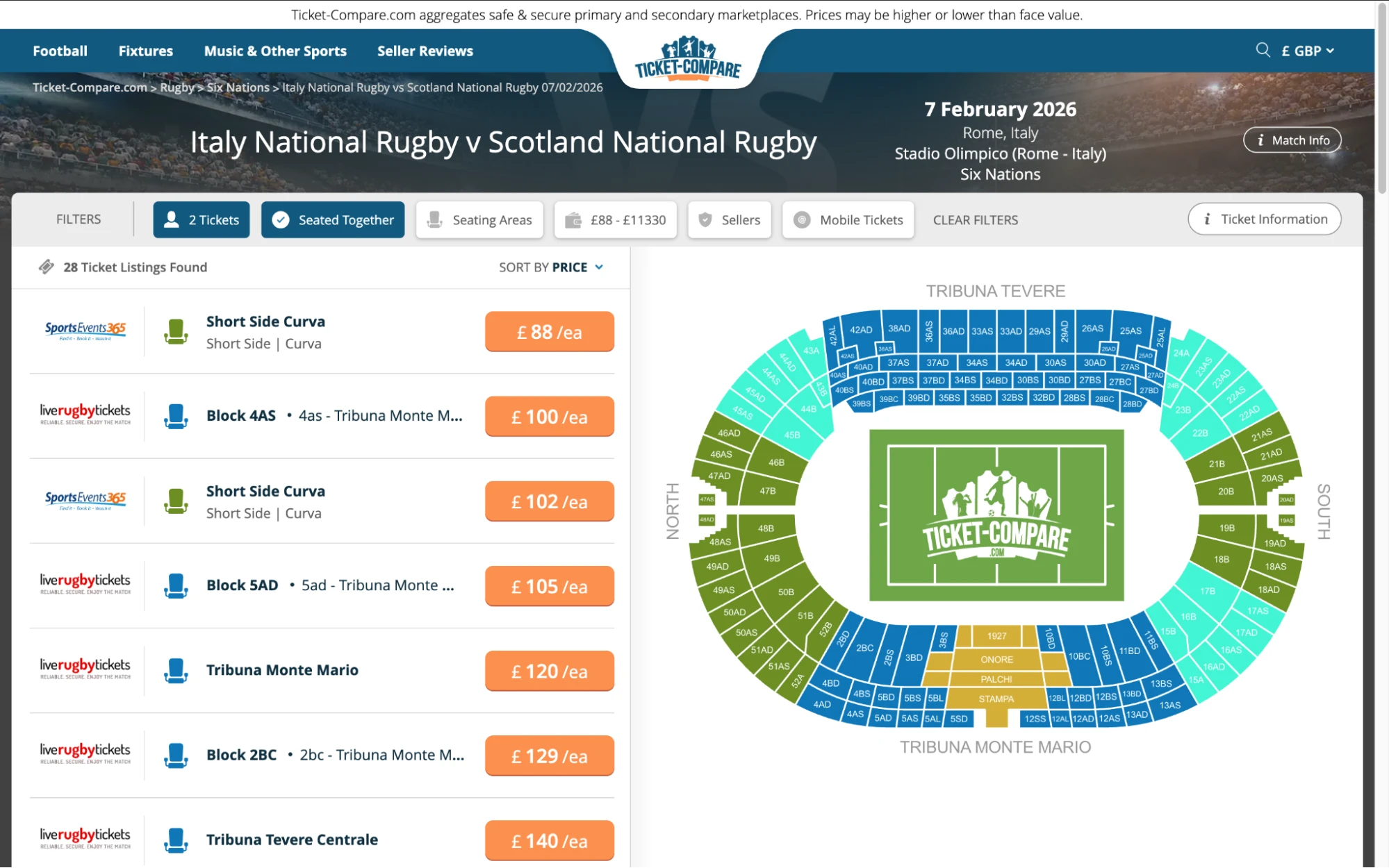 Screenshot of Italy National Rugby v Scotland National Rugby tickets page on www.bubbleblissbeauty.com