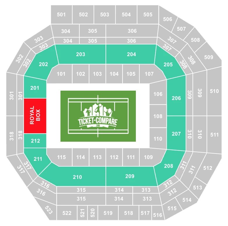 Screenshot of Centre Court Seating Plan with Level 200 ring highlighted